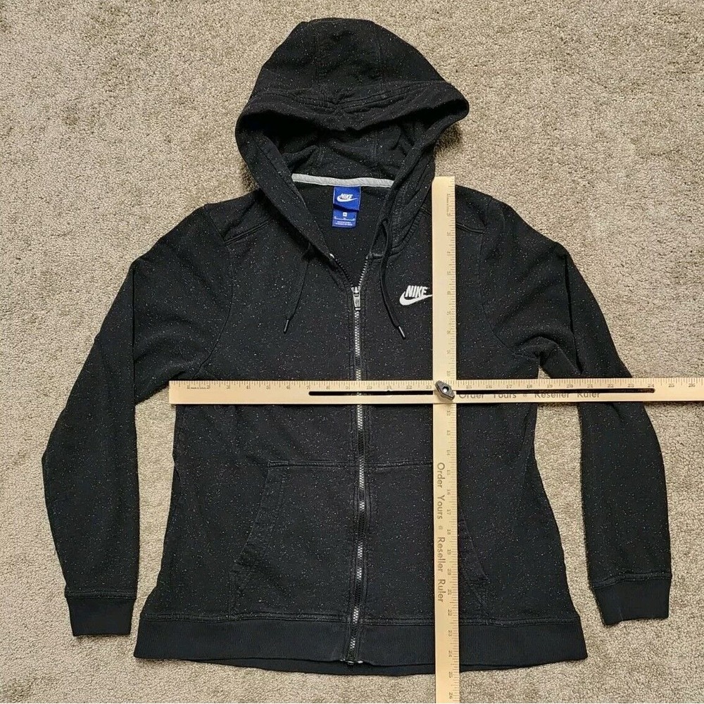 Rare Y2K Nike Speckled Hoodie Full‎ Zip Jacket Womens Medium Black - Picture 14 of 16